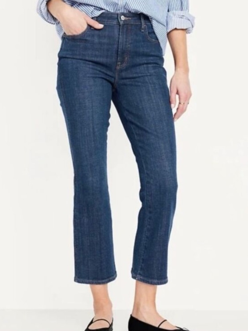 OLD NAVY High Rise Cropped Flare Jeans in Dark Wash Sz 0
